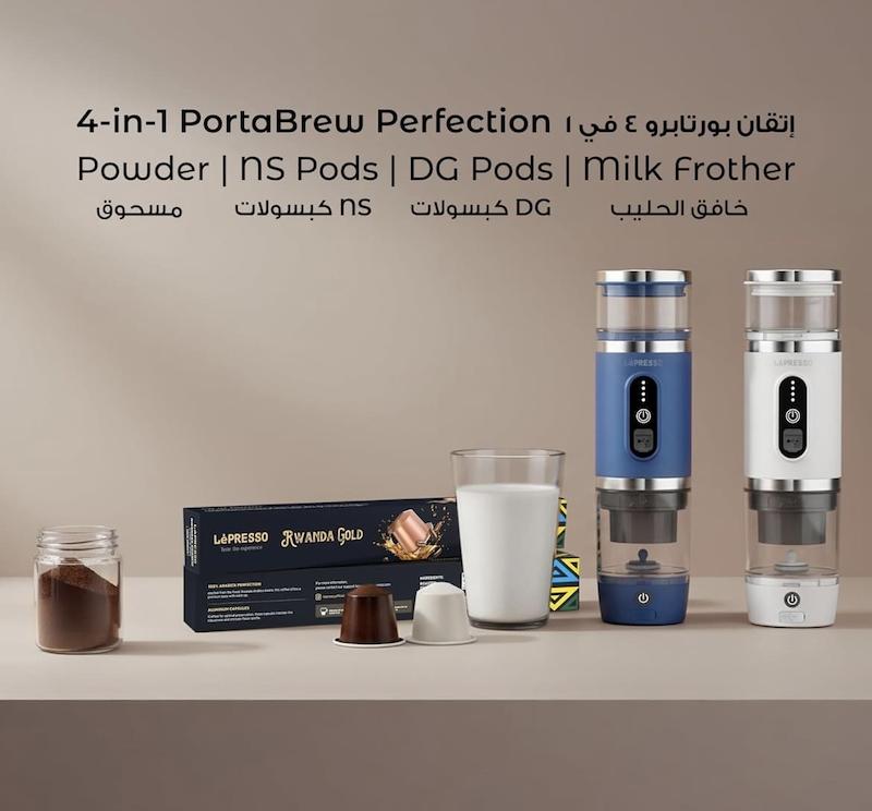 قهوه ساز پرتابل 4 در 1 همراه با فوم‌ساز شیر لپرسو مدل LePresso 4 in 1 Portable Coffee Maker with Milk Frother