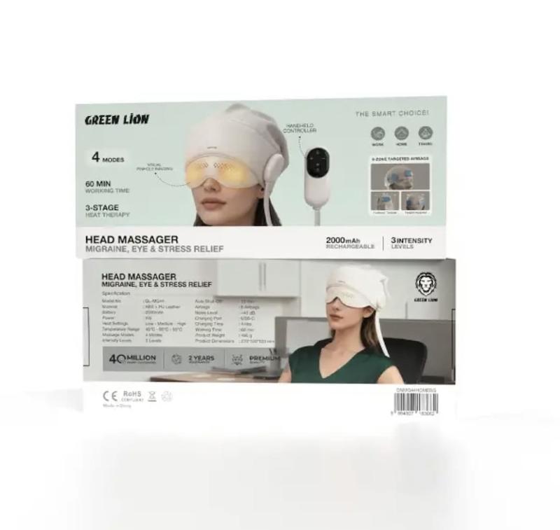 ماساژور سر و چشم گرین لاین مدل Green Lion Head Massager Migraine, Eye & Stress Relief