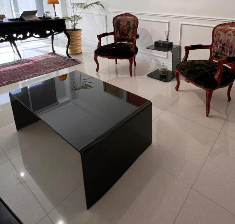 جلو مبلی شیشه ای دودی