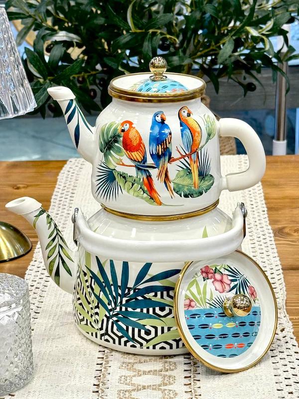 کتری و قوری لعابی طوطی