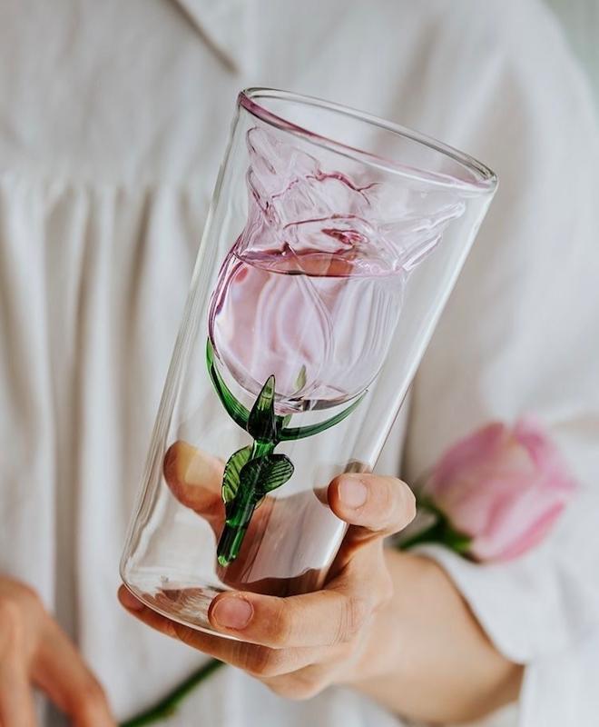 لیوان دوجداره گل