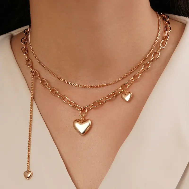 گردنبند چندلاین قلبی ژوپینگ