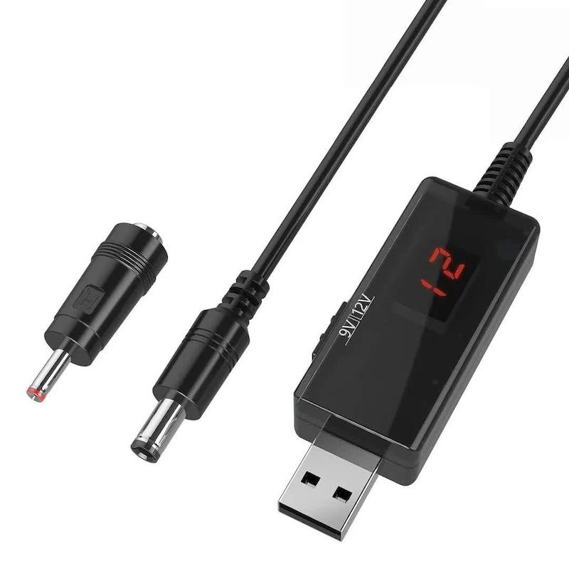 کابل افزاینده ولتاژ USB ۵ ولت به ۹ و ۱۲ ولت با نمایشگر