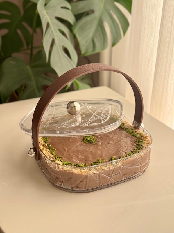 ظرف دسر اکرولیک دسته چرمی مربعی