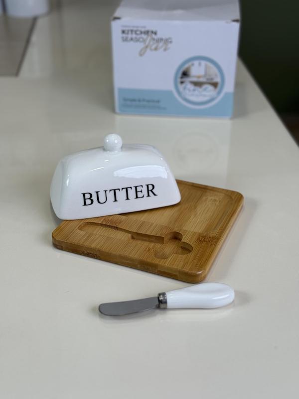 کره خوری سرامیک و بامبو چاقو دار