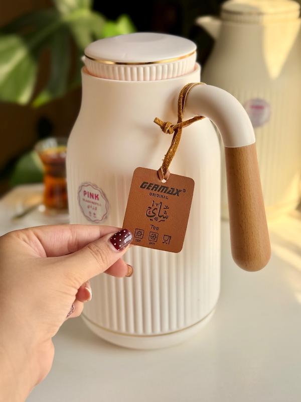 فلاسک دسته بامبو جرمکس شیشه صورتی 