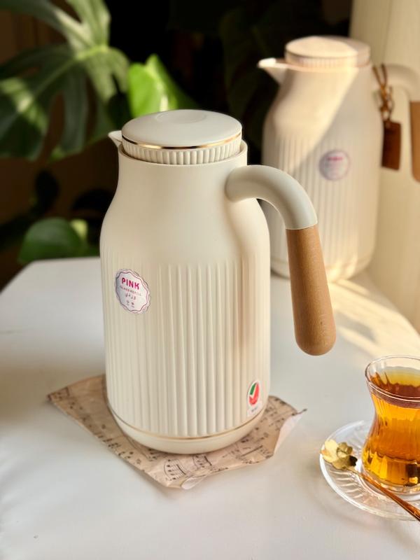 فلاسک دسته بامبو جرمکس شیشه صورتی 
