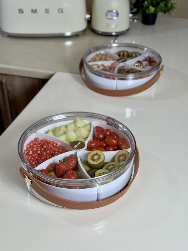 ظرف اکرولیک دسته قهوه ای پنج قسمته