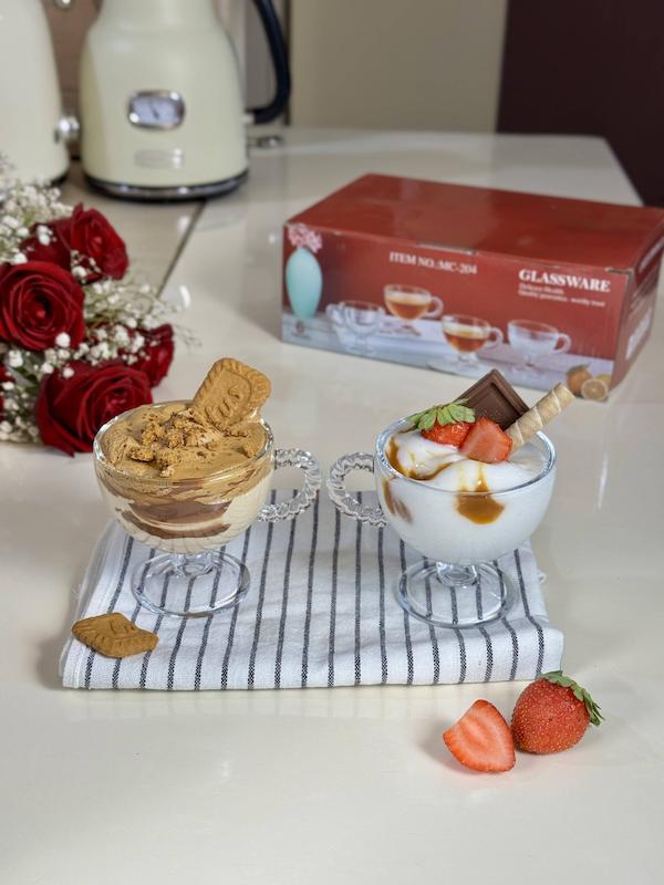 لیوان چایخوری پایه دار دسته فانتزی