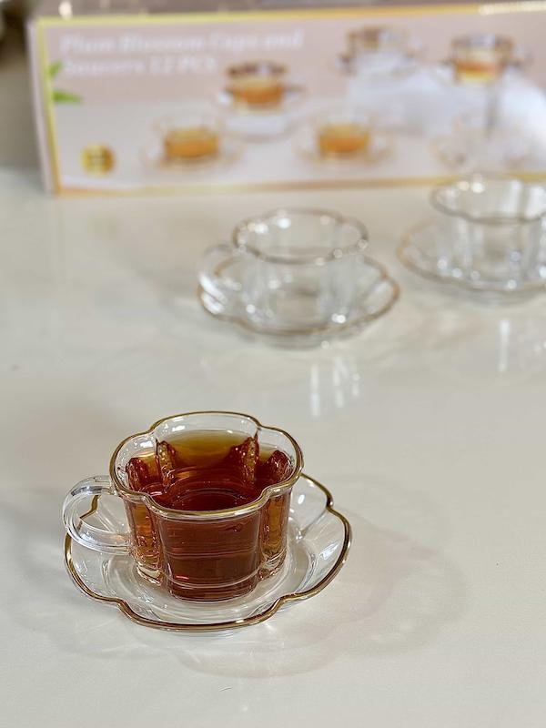 سرویس چایخوری پیرکس لبه طلایی وارداتی