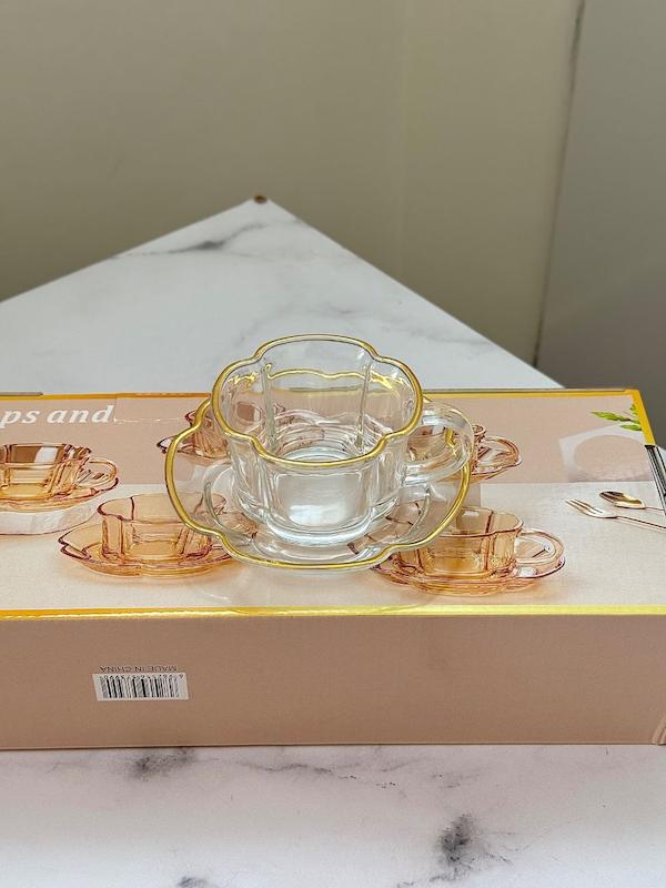 سرویس چایخوری پیرکس لبه طلایی وارداتی