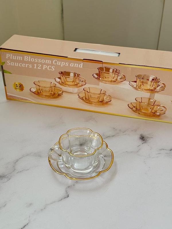 سرویس چایخوری پیرکس لبه طلایی وارداتی