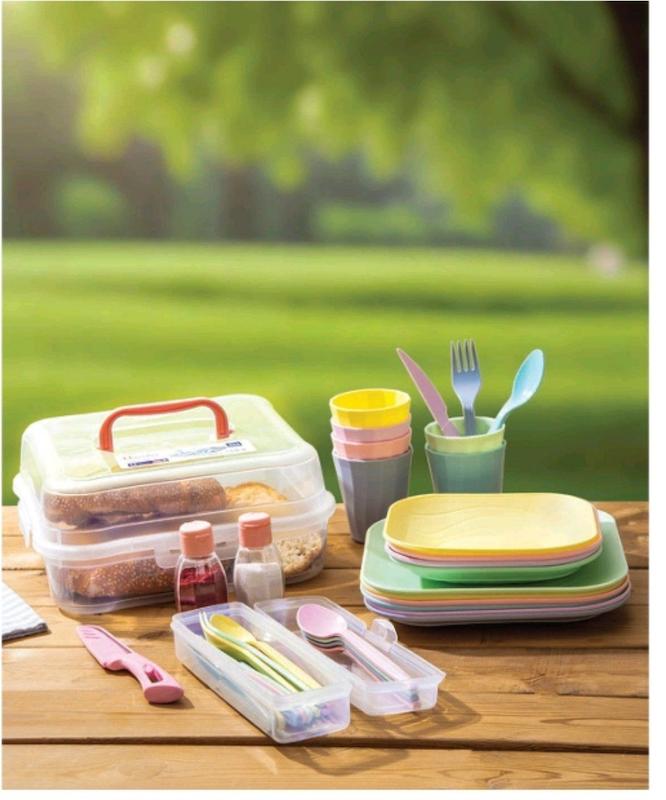 ست ظروف مسافرتی رنگین کمان ۴۲ پارچه ۶ نفره 