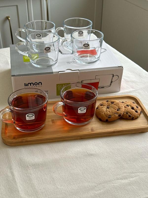 فنجون شیشه ای دسته دار ۲۸۵ سی سی لیمون