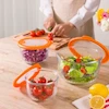 ست کاسه گرد شیشه ای دربدار شیاردار