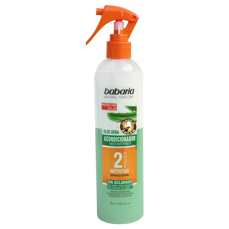 اسپری مو 2 فاز نرم کننده باباریا حاوی آلوئه ورا مناسب مو خشک و وز حجم 500 میلی لیتر BABARIA 2PHASE ALOE VERA ARGAN CONDITIONER