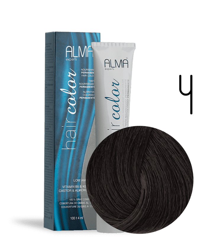 رنگ مو آلما شماره 4 قهوه ای متوسط حجم۱۰۰میل