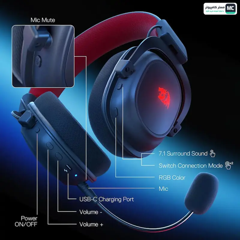 هدست بی سیم گیمینگ ردراگون Zeus-X H510 PRO RGB