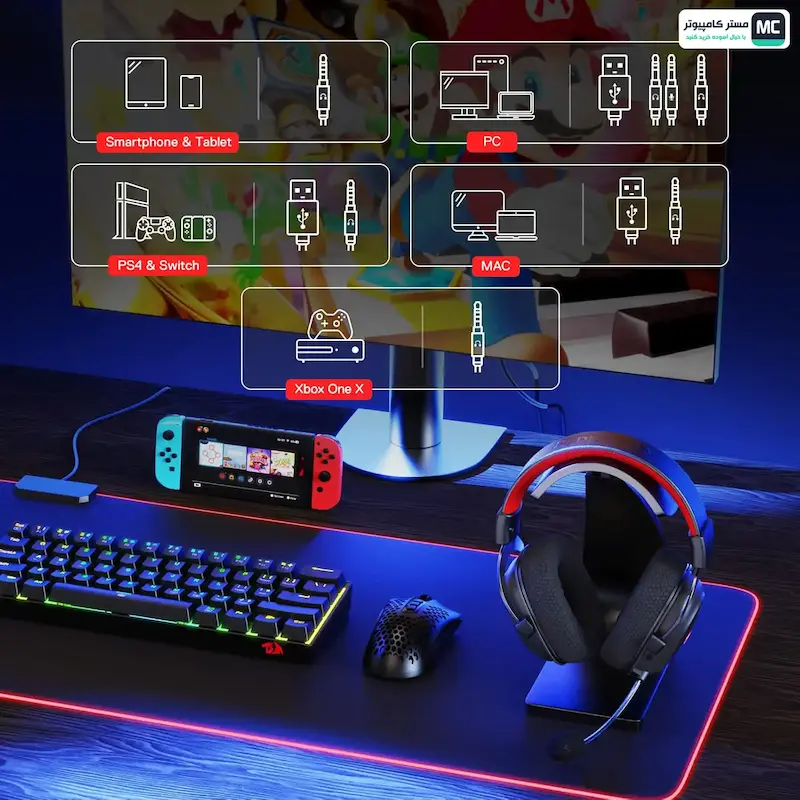 هدست گیمینگ باسیم ردراگون مدل ZEUS X H510-RGB MS