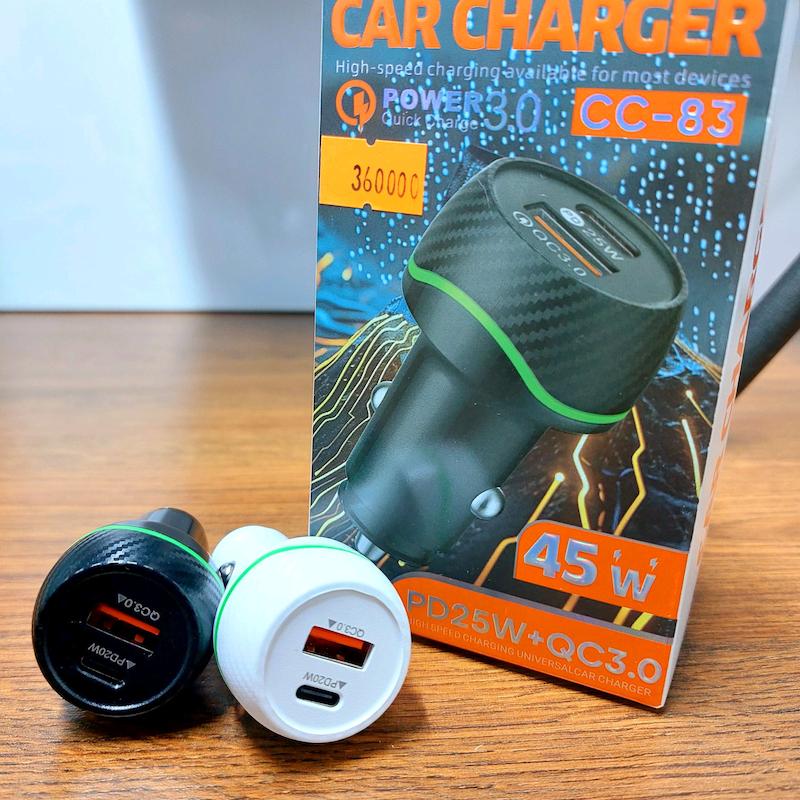 خرید شارژر فندکی ماشین CC_83 | پورت PD و USB