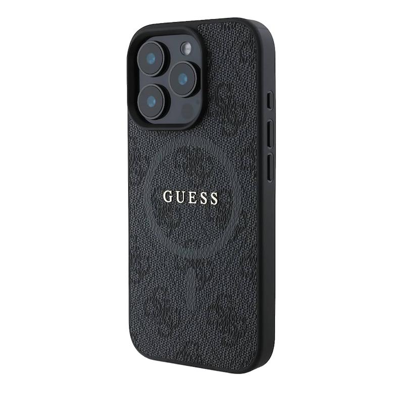 قاب گس مدل مگ چرم مشکی مناسب آیفون ۱۶پرومکس | GUESS BLACK LEATHER 16PROMAX