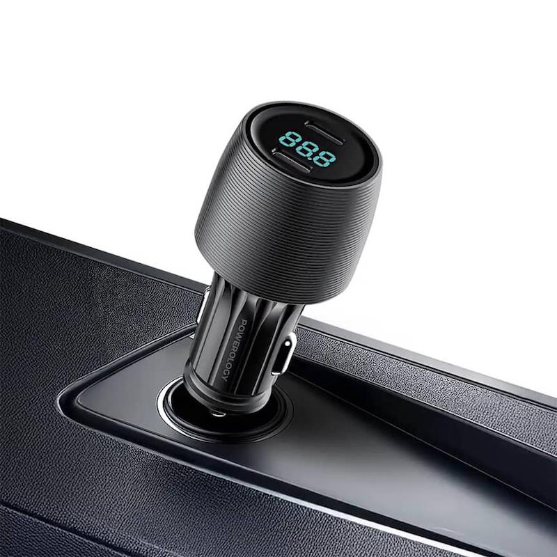 شارژر فندکی پاورولوژی مدل ولاکس Powerology Velox 66W Dual-Port Car Charger
