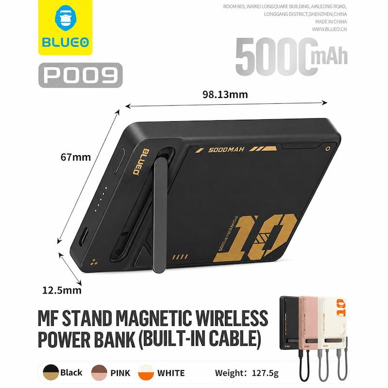 پاوربانک Blueo بلو استند شونده پنج هزار  |   MF Stand Magnetic Wireless Power Bank 5000mah