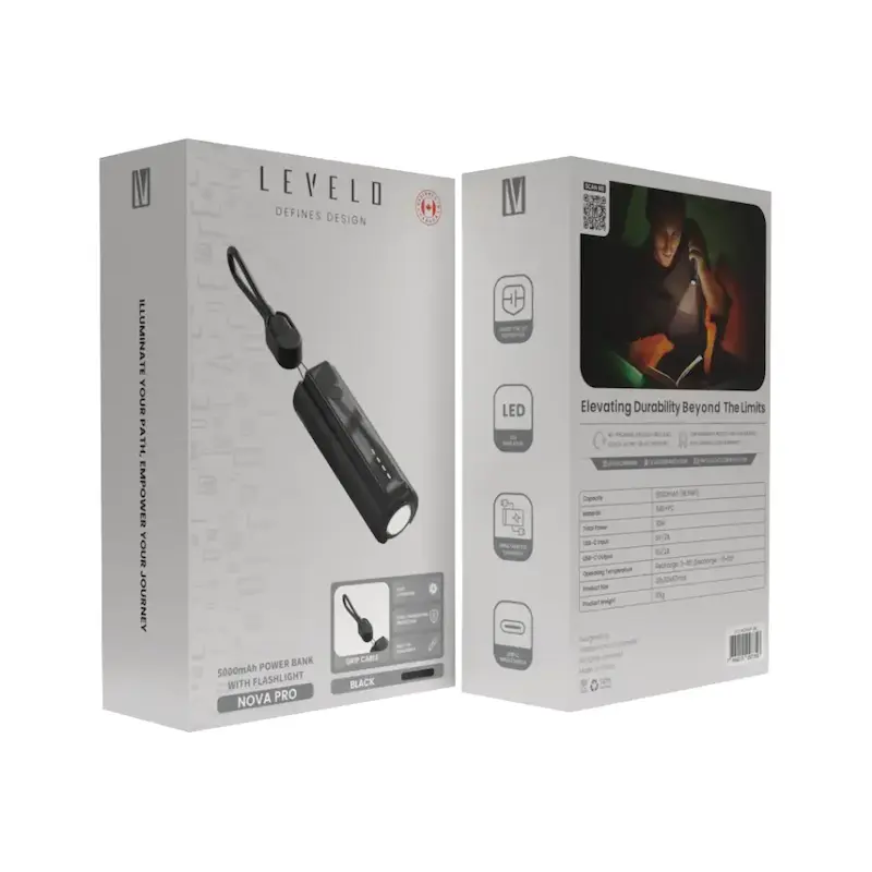 پاوربانک و چراغ قوه لولو نوا پرو ظرفیت ۵هزار میلی آمپر |‌ Levelo Nova Pro 5000mAh Power Bank with Flashlight