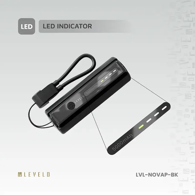 پاوربانک و چراغ قوه لولو نوا پرو ظرفیت ۵هزار میلی آمپر |‌ Levelo Nova Pro 5000mAh Power Bank with Flashlight