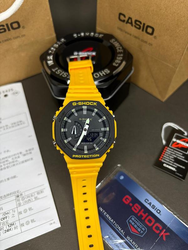 ساعت کاسیو جیشاک مدل Casio GA-2110SU-9ADR  زرد کیفیت سوپر مستر کوالیتی