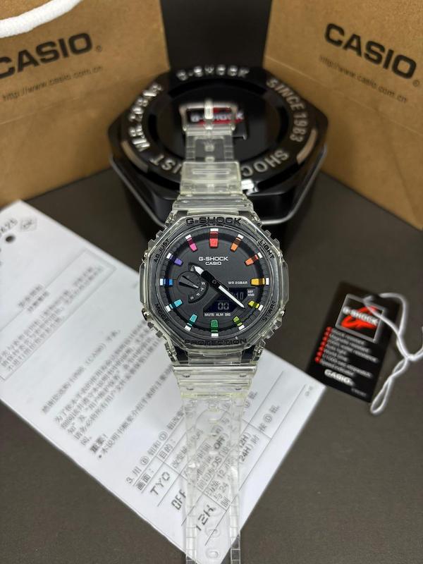 ساعت کاسیو جیشاک مدل Casio GA-2100SKE-7A Rainbow Mod  شیشه ای کیفیت سوپر مستر کوالیتی