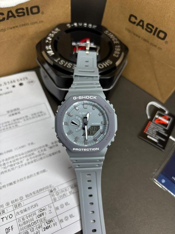 ساعت کاسیو جیشاک مدل Casio GA-2110ET-8AER   طوسی کیفیت سوپر مستر کوالیتی