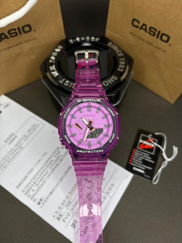 ساعت کاسیو جیشاک مدل Casio Gshock GMA-S2100-4A2DR  صورتی کریستالی کیفیت سوپر مستر کوالیتی