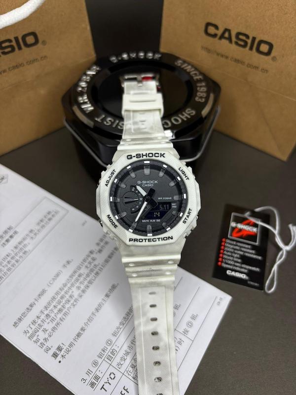 ساعت کاسیو جیشاک مدل Casio Gshock GAE-2100GC-7A سفید طرح دارکیفیت سوپر مستر کوالیتی