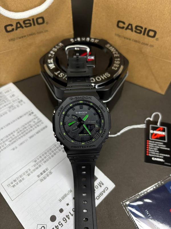 ساعت کاسیو جیشاک مدل Casio G-Shock Ga-2100  مشکی عقربه سبز کیفیت سوپر مستر کوالیتی
