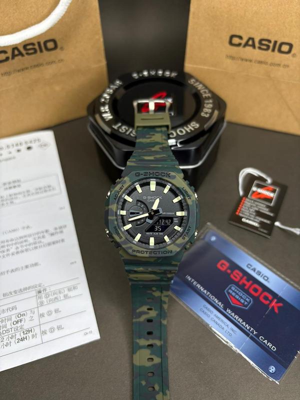 ساعت کاسیو جیشاک مدل CASIO G-SHOCK GA-2100  سبز چیریکی کیفیت سوپر مستر کوالیتی