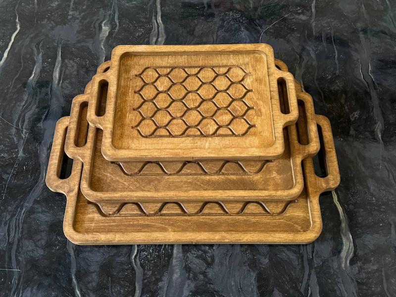 سینی کد ۱۰۰۹چوبی قیمت سرویس ۳ تایی 350 هزار