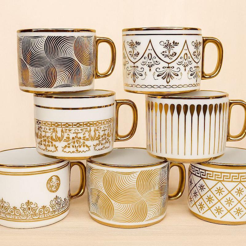 فنجان یاقوت نسترن PVD تک جعبه 66تایی 55 هزار تومان 