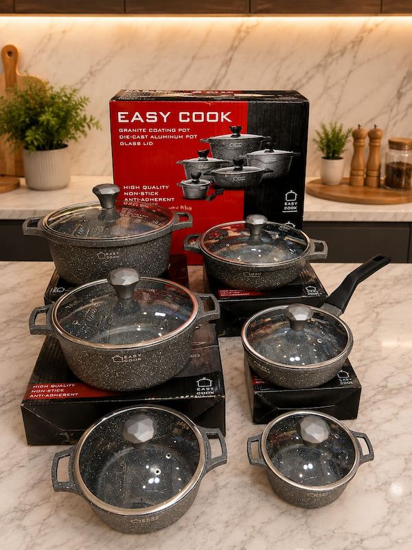 قابلمه ۱۴ پارچه EASY COOK درجه ۱ شرکتی گرانیت کف چدن  