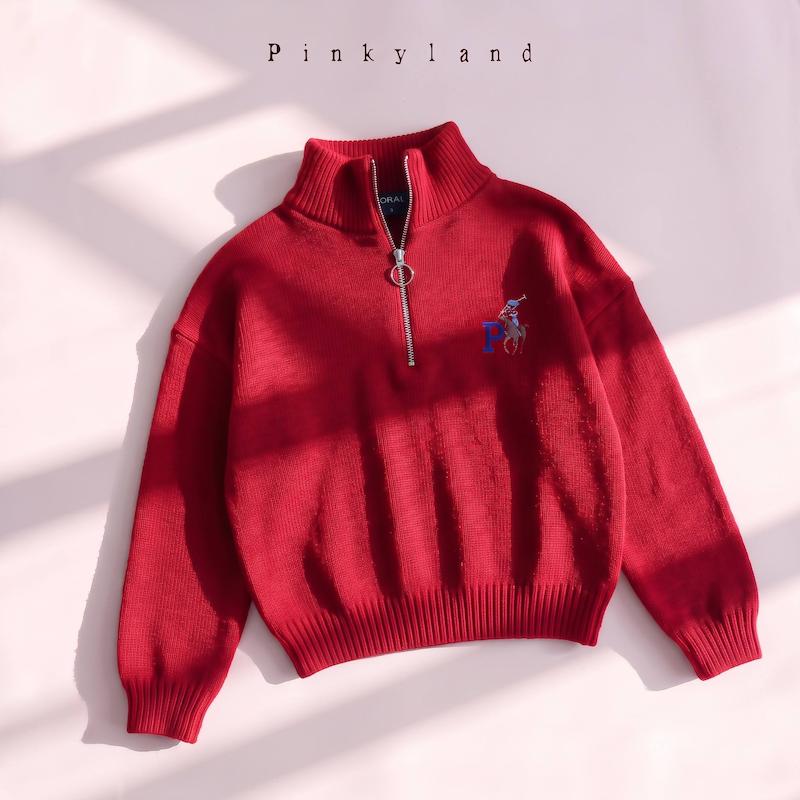 پولیور بافت نیم زیپ طرح POLO