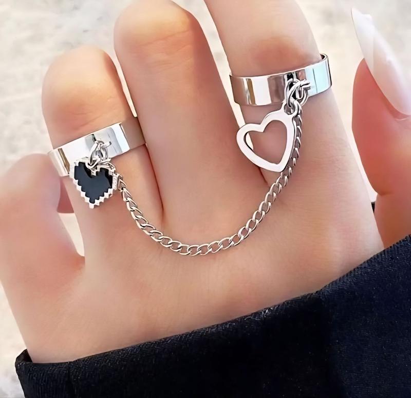 انگشتر متصل دو عددی سرح قلب پیکسلی