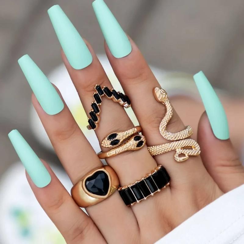 پک انگشتر زنانه طرح مار و قلب لوکس