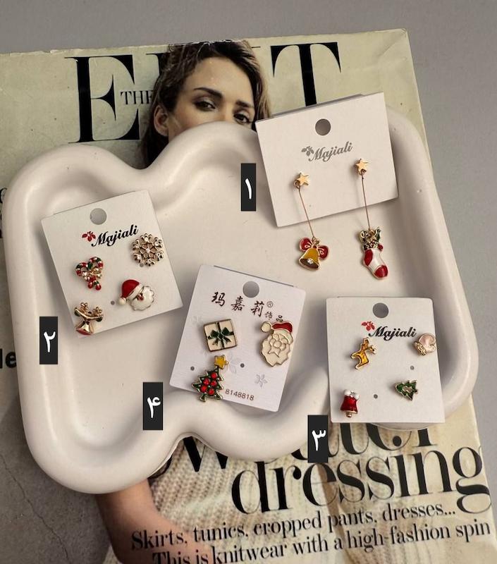 پک گوشواره میناکاری شده طرح کریسمس