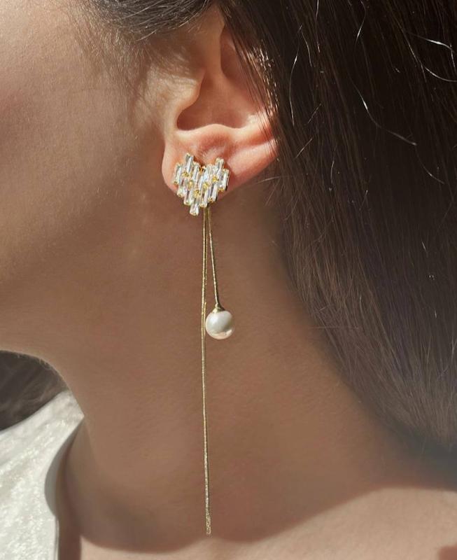 گوشواره مجلسی زنانه طرح قلب آویز دار