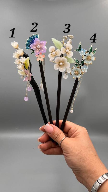 کانزاشی مو طرح گل لوکس بدنه چوبی