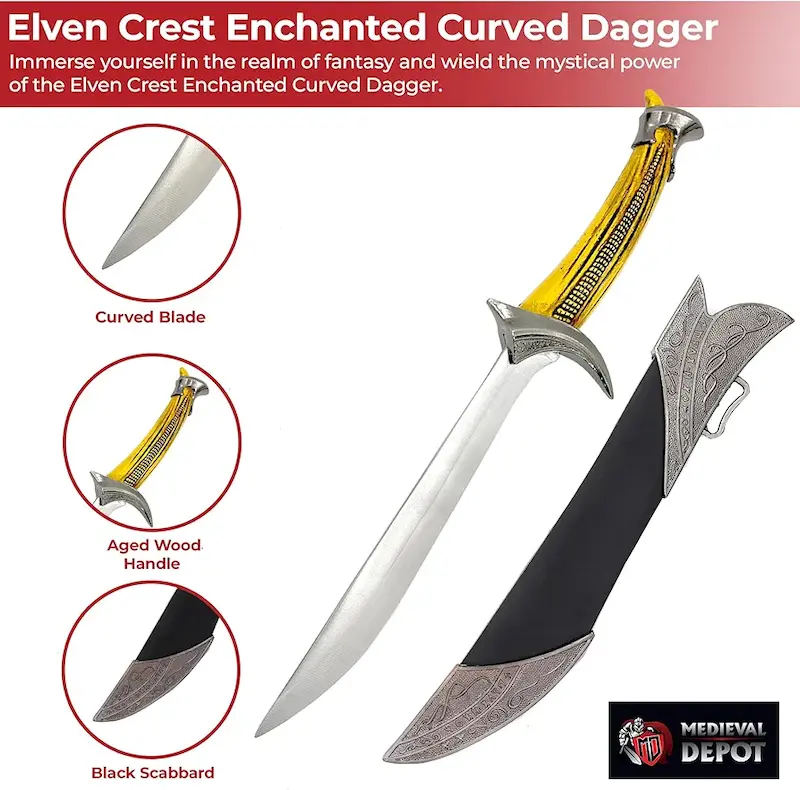 خنجر فلزی اورک ریست تورین سپر بلوط فیلم ارباب حلقه ها 29 سانتی