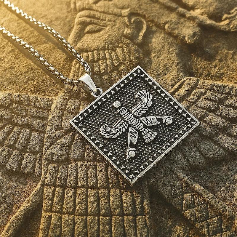 گردنبند درفش هخامنشی استیل همراه با زنجیر