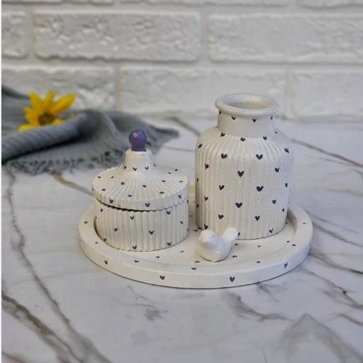 ست دکوری سنگی رومیزی طرح قلبی