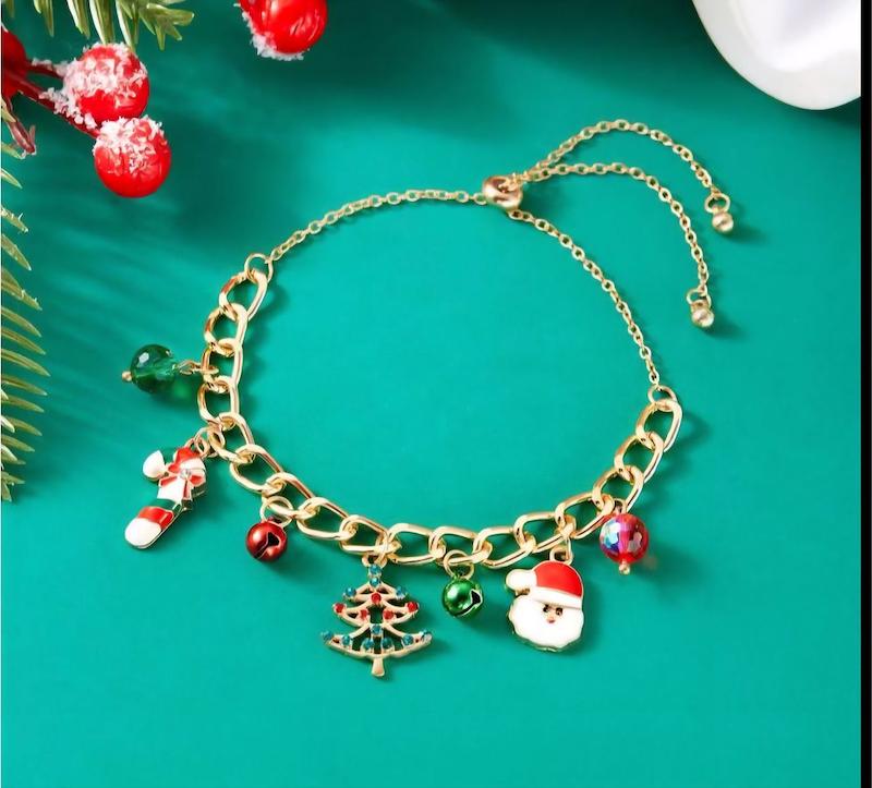 دستبند طرح بابانوئل و درخت کریسمس