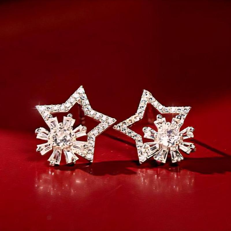 گوشواره زنانه طرح ستاره و دانه برف